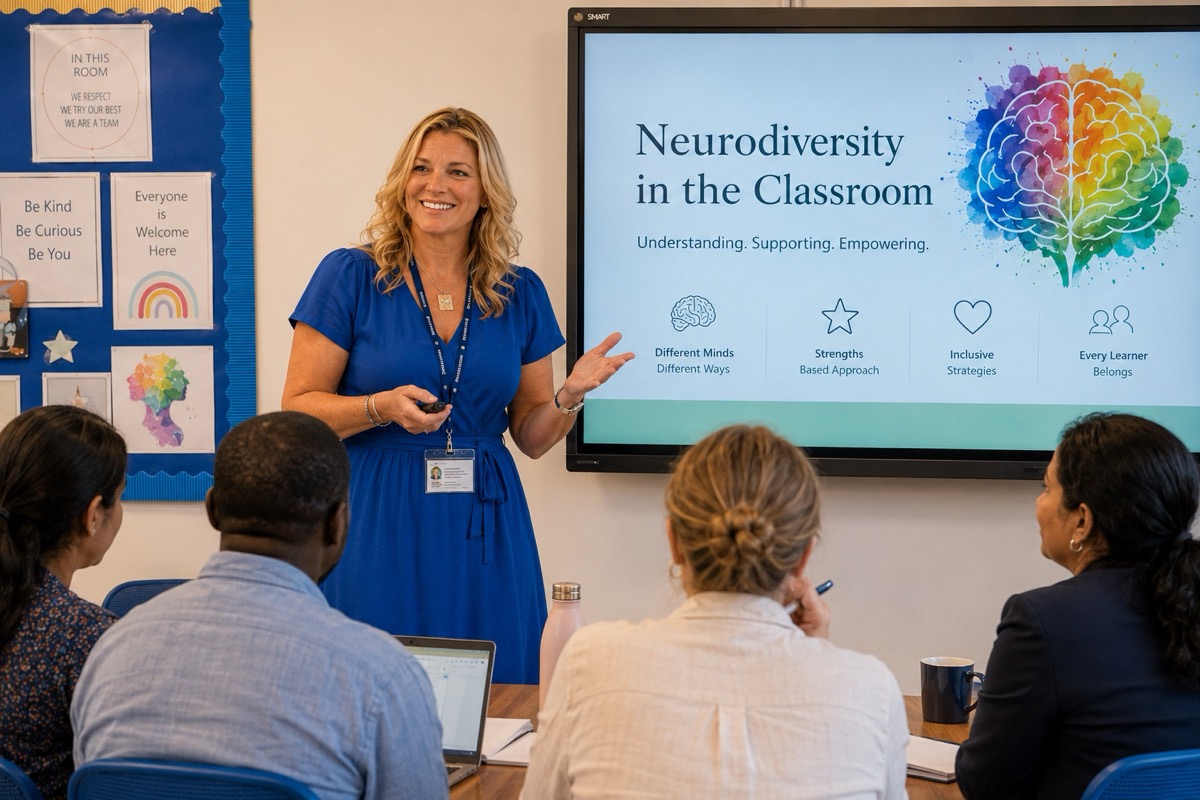 Alix Daykin delivering teacher training on neurodiversity in the classroom